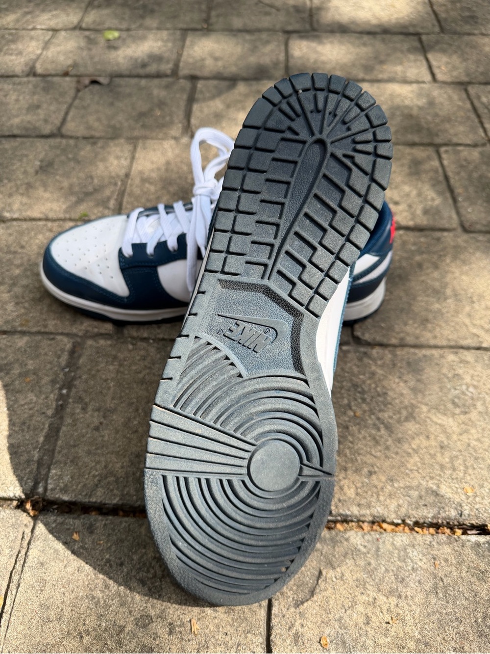Nike Men’s White and Dodgers Blue Low-Top Sneakers with Red-Orange Logo - Picture 5 of 8